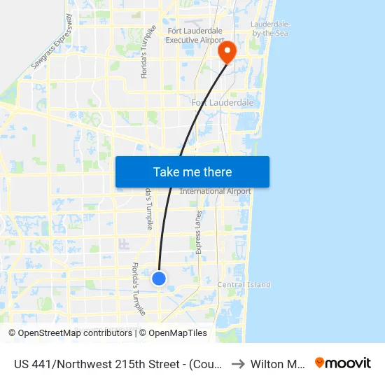 US 441/Northwest 215th Street - (County Line Road) to Wilton Manors map