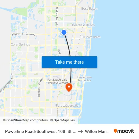 Powerline Road/Southwest 10th Street to Wilton Manors map