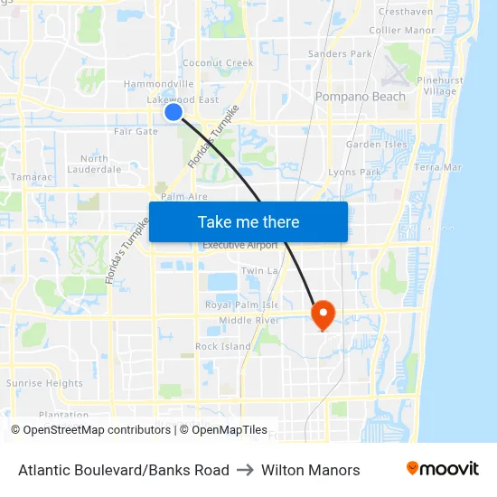 Atlantic Boulevard/Banks Road to Wilton Manors map