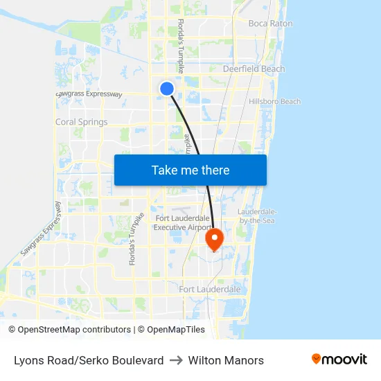 Lyons Road/Serko Boulevard to Wilton Manors map