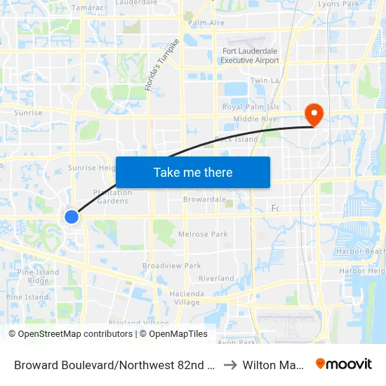 Broward Boulevard/Northwest 82nd Avenue to Wilton Manors map