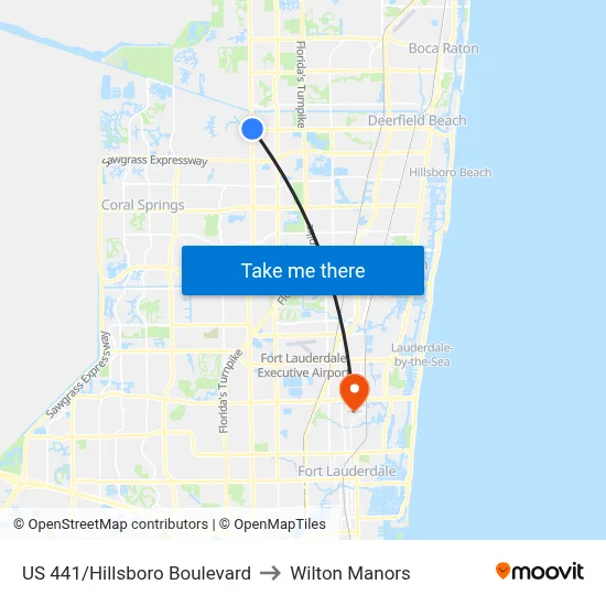 US 441/Hillsboro Boulevard to Wilton Manors map