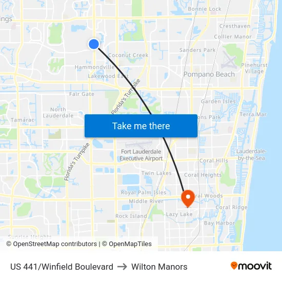 US 441/Winfield Boulevard to Wilton Manors map