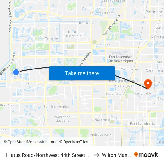 Hiatus Road/Northwest 44th Street South to Wilton Manors map