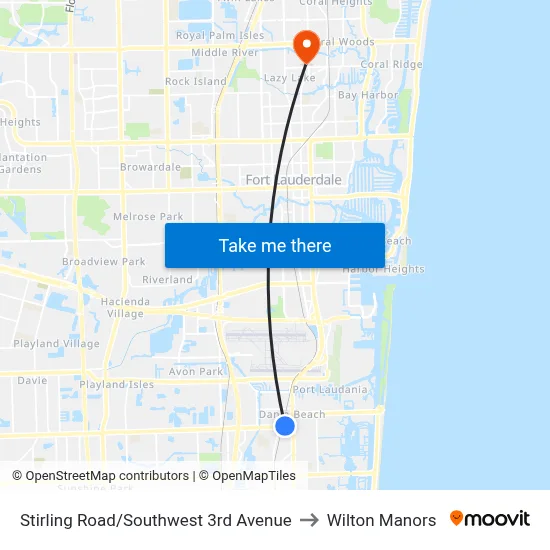 Stirling Road/Southwest 3rd Avenue to Wilton Manors map
