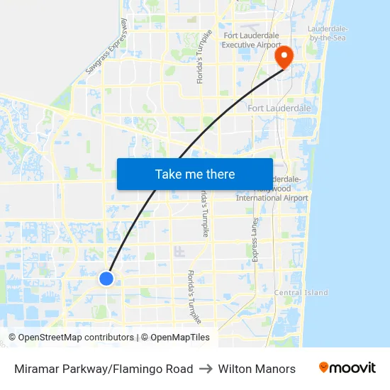 Miramar Parkway/Flamingo Road to Wilton Manors map