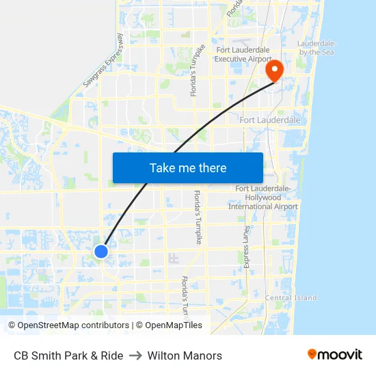 CB Smith Park & Ride to Wilton Manors map