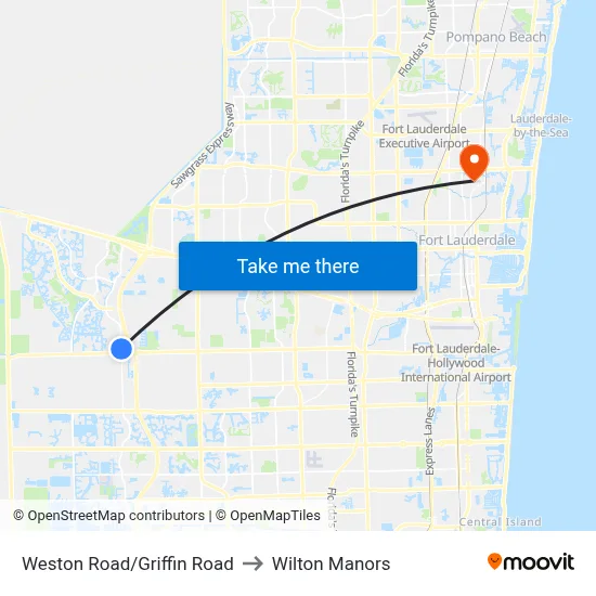 Weston Road/Griffin Road to Wilton Manors map
