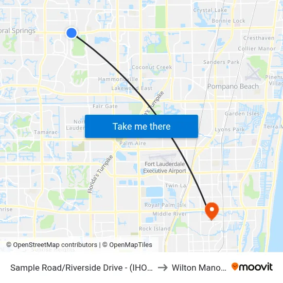 Sample Road/Riverside Drive - (IHOP) to Wilton Manors map