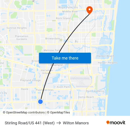 Stirling Road/US 441 (West) to Wilton Manors map