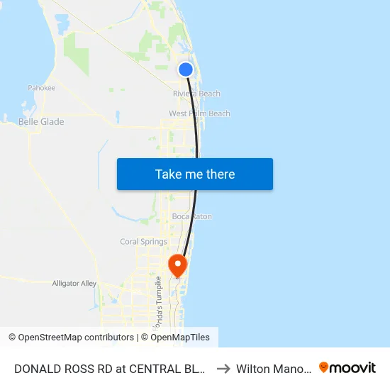 DONALD ROSS RD at CENTRAL BLVD to Wilton Manors map
