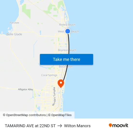 TAMARIND AVE at 22ND ST to Wilton Manors map