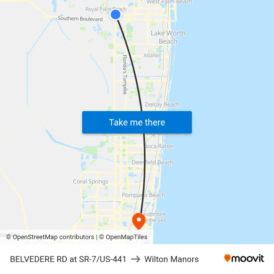 BELVEDERE RD at SR-7/US-441 to Wilton Manors map