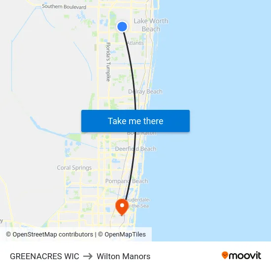 GREENACRES WIC to Wilton Manors map