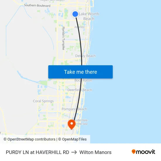 PURDY LN at  HAVERHILL RD to Wilton Manors map