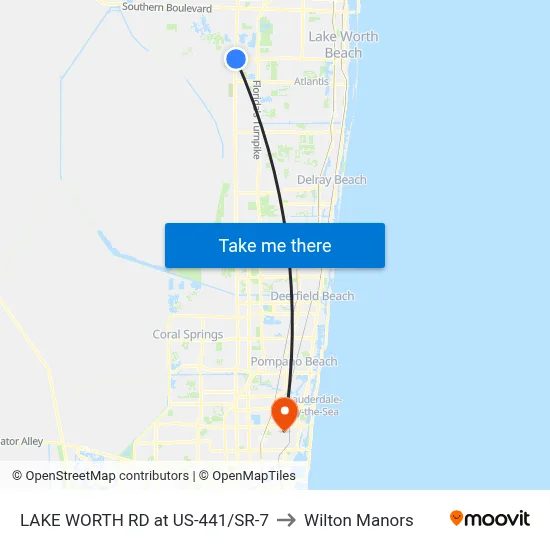 LAKE WORTH RD at US-441/SR-7 to Wilton Manors map