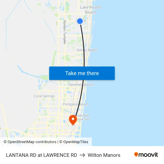 LANTANA RD at LAWRENCE RD to Wilton Manors map