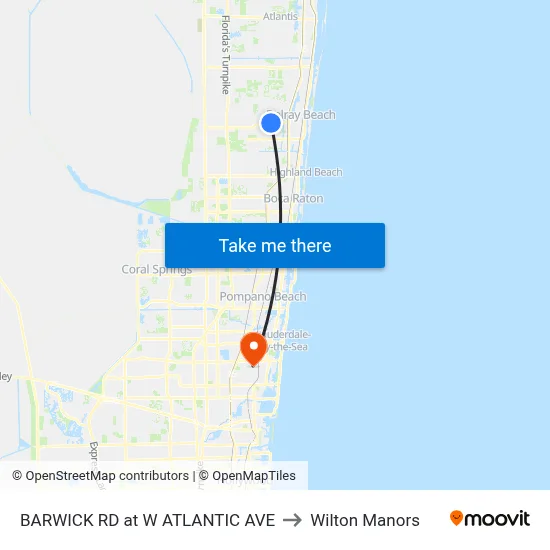 BARWICK RD at  W ATLANTIC AVE to Wilton Manors map