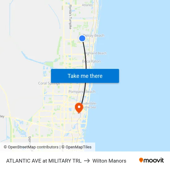 ATLANTIC AVE at MILITARY TRL to Wilton Manors map