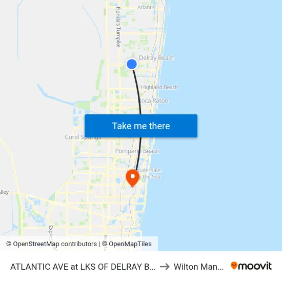 ATLANTIC AVE at  LKS OF DELRAY BLVD to Wilton Manors map