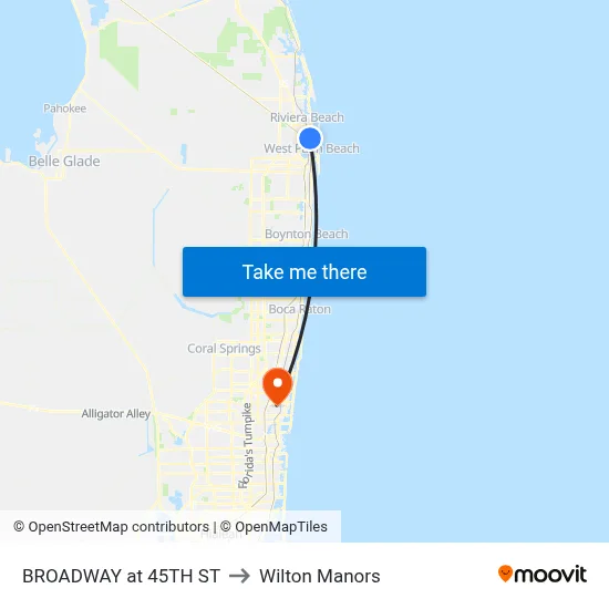 BROADWAY at 45TH ST to Wilton Manors map