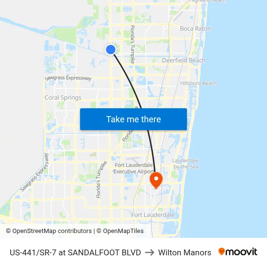 US-441/SR-7 at SANDALFOOT BLVD to Wilton Manors map