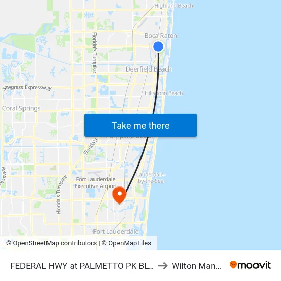 FEDERAL HWY at PALMETTO PK BLVD to Wilton Manors map