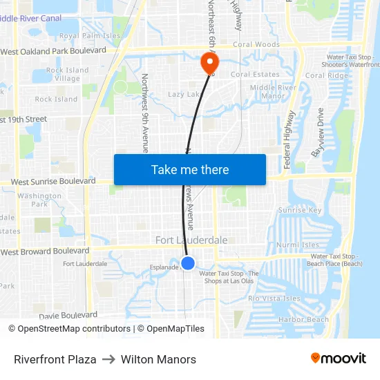 Riverfront Plaza to Wilton Manors map