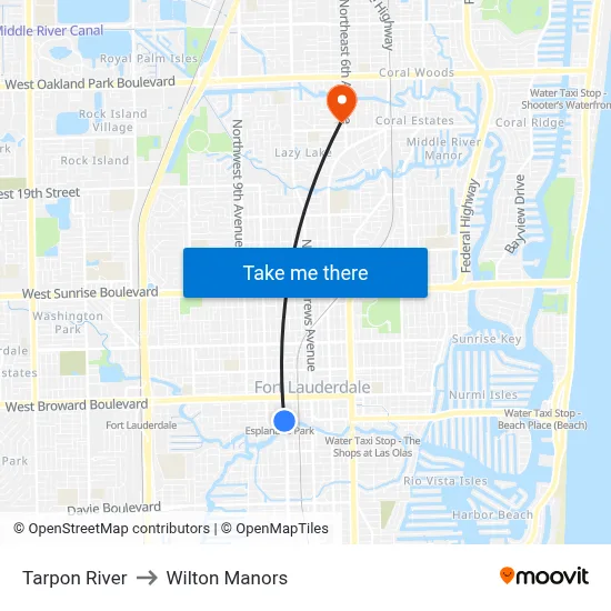 Tarpon River to Wilton Manors map