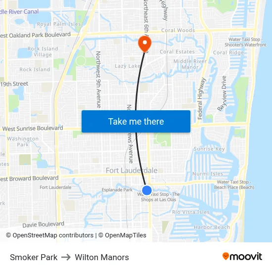 Smoker Park to Wilton Manors map