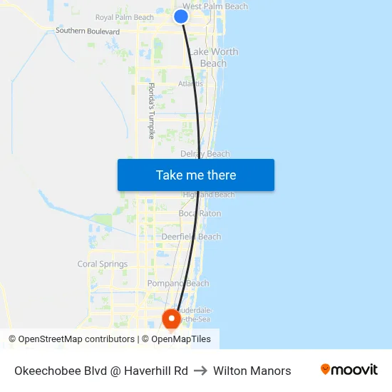 Okeechobee Blvd @ Haverhill Rd to Wilton Manors map