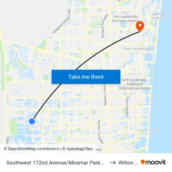 Southwest 172nd Avenue/Miramar Parkway -(Miramar Regional Park P&R) to Wilton Manors map