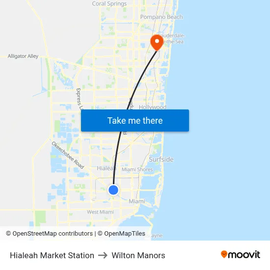 Hialeah Market Station to Wilton Manors map