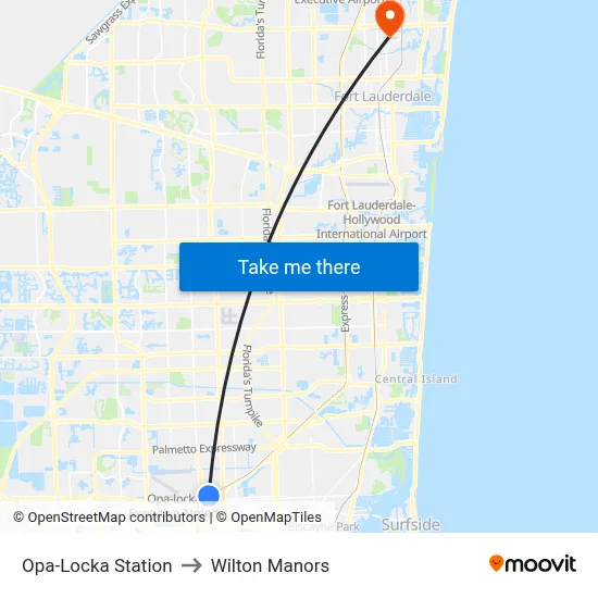 Opa-Locka Station to Wilton Manors map