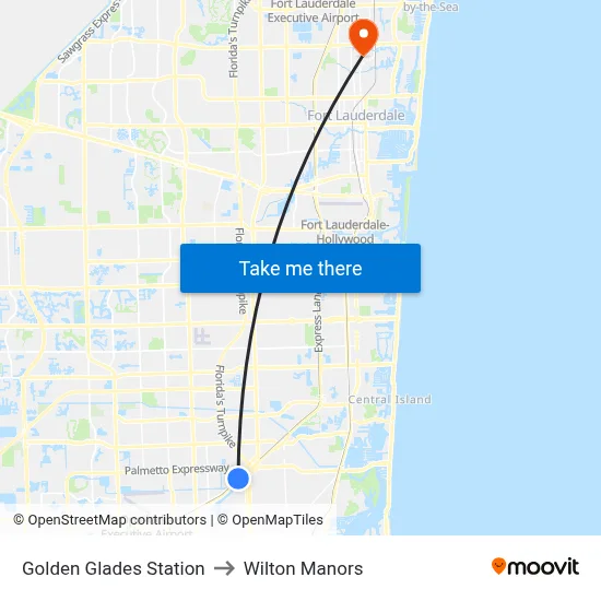 Golden Glades Station to Wilton Manors map