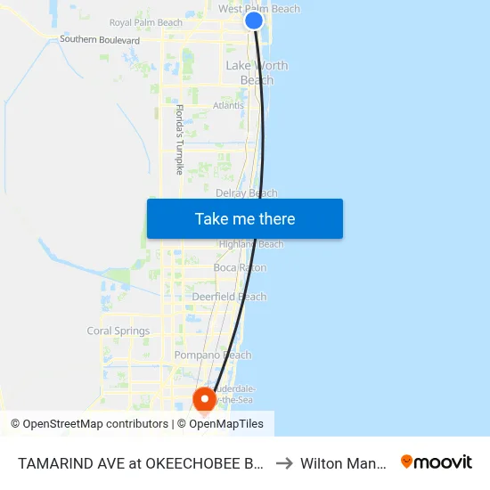 TAMARIND AVE at OKEECHOBEE BLVD to Wilton Manors map