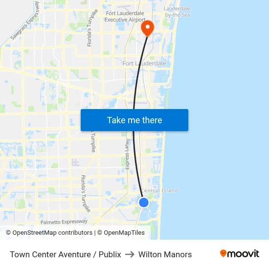 Town Center Aventure / Publix to Wilton Manors map