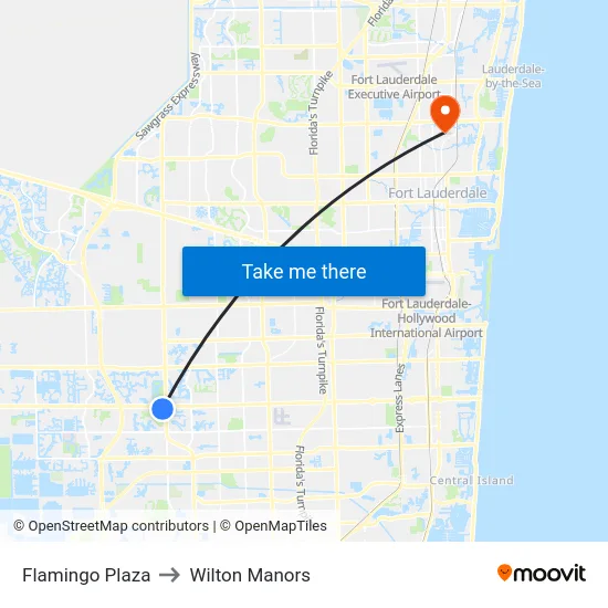 Flamingo Plaza to Wilton Manors map