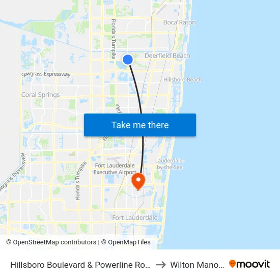 Hillsboro Boulevard & Powerline Road to Wilton Manors map