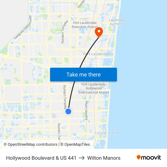 Hollywood Boulevard & US 441 to Wilton Manors map