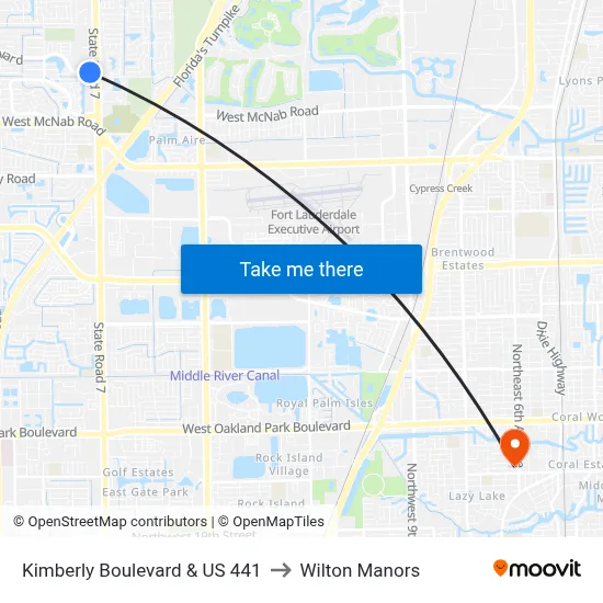 Kimberly Boulevard & US 441 to Wilton Manors map