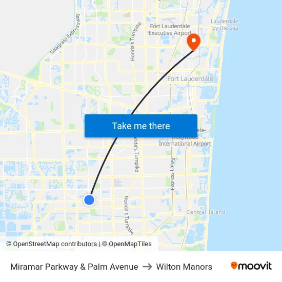 Miramar Parkway & Palm Avenue to Wilton Manors map