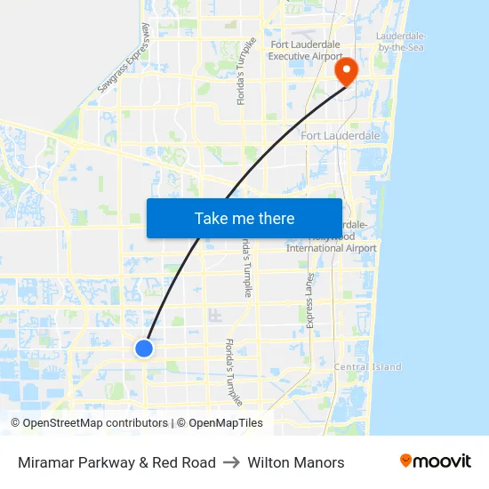 Miramar Parkway & Red Road to Wilton Manors map