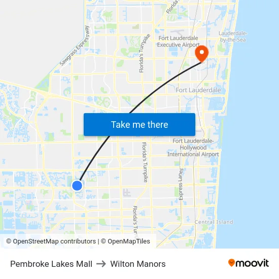 Pembroke Lakes Mall to Wilton Manors map