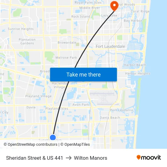 Sheridan Street & US 441 to Wilton Manors map