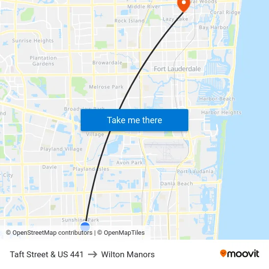 Taft Street & US 441 to Wilton Manors map