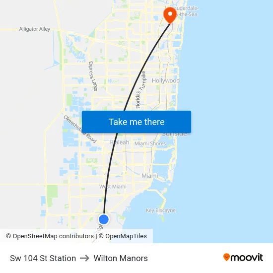 Sw 104 St Station to Wilton Manors map
