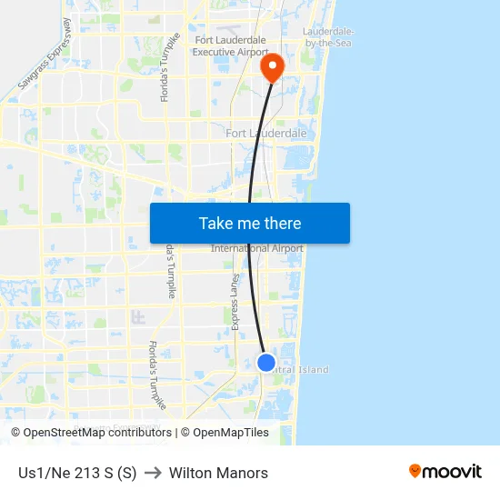Us1/Ne 213 S (S) to Wilton Manors map