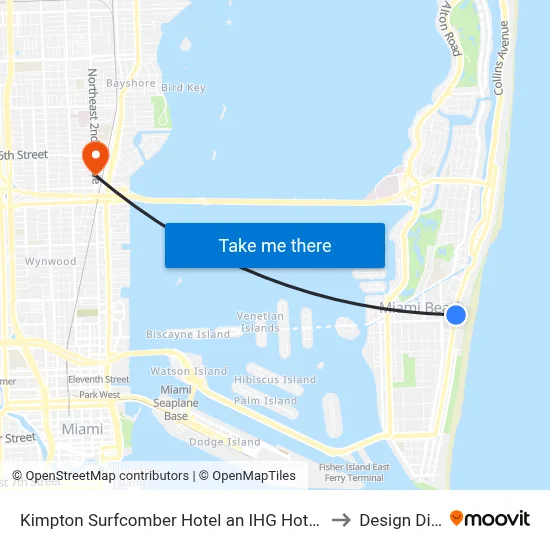 Kimpton Surfcomber Hotel an IHG Hotel Miami Beach to Design District map