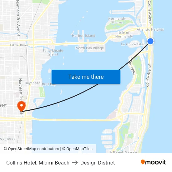 Collins Hotel, Miami Beach to Design District map